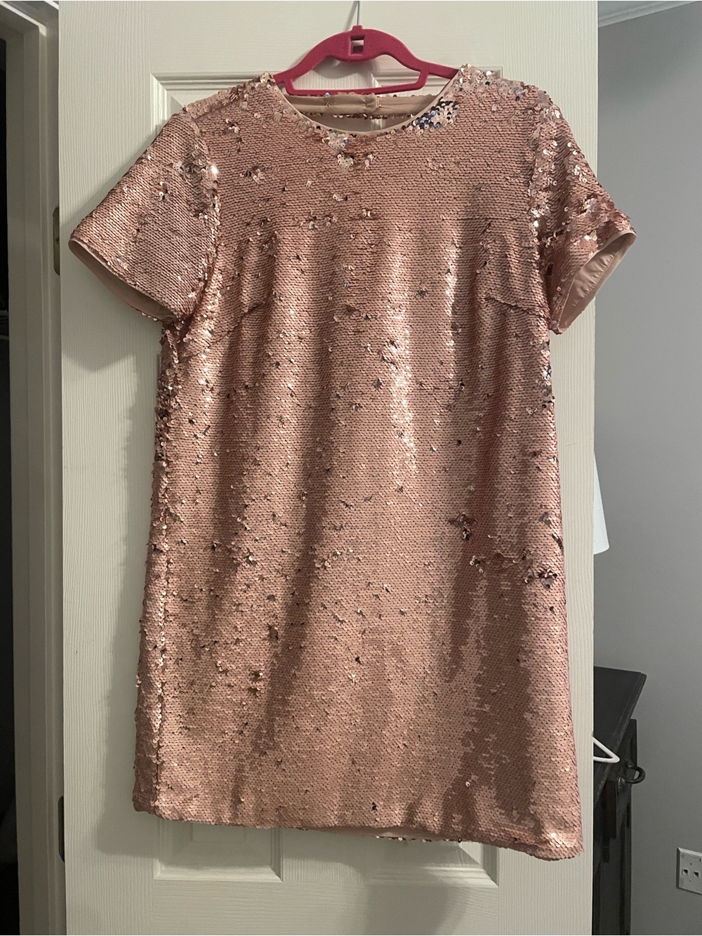 Rose Gold Sequin Shift Dress